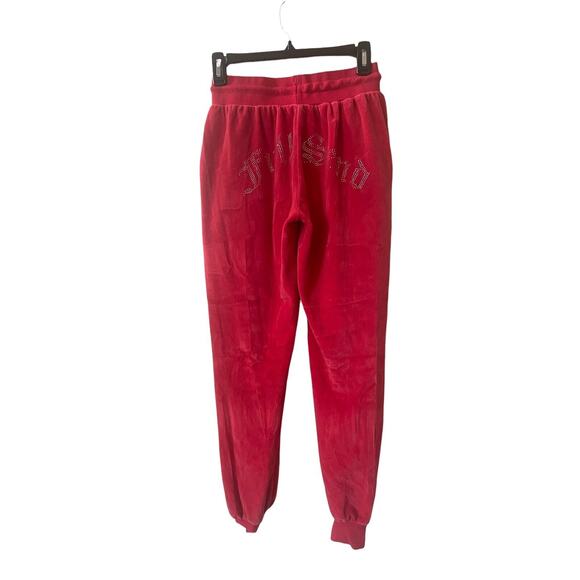 Full Send Rhinestone Velour Track Pants Red size small/medium - Picture 2 of 2